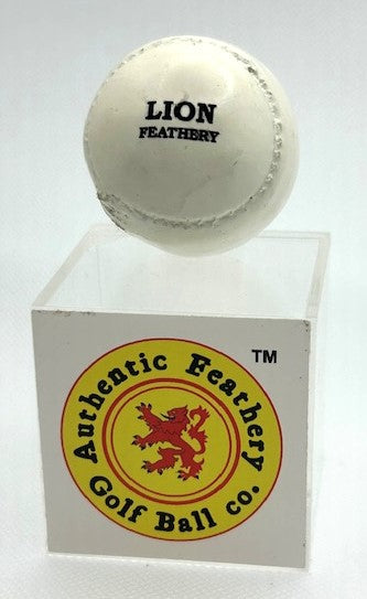 LION Authentic Feathery Golf Ball in a Crystal Clear Acrylic Display Case